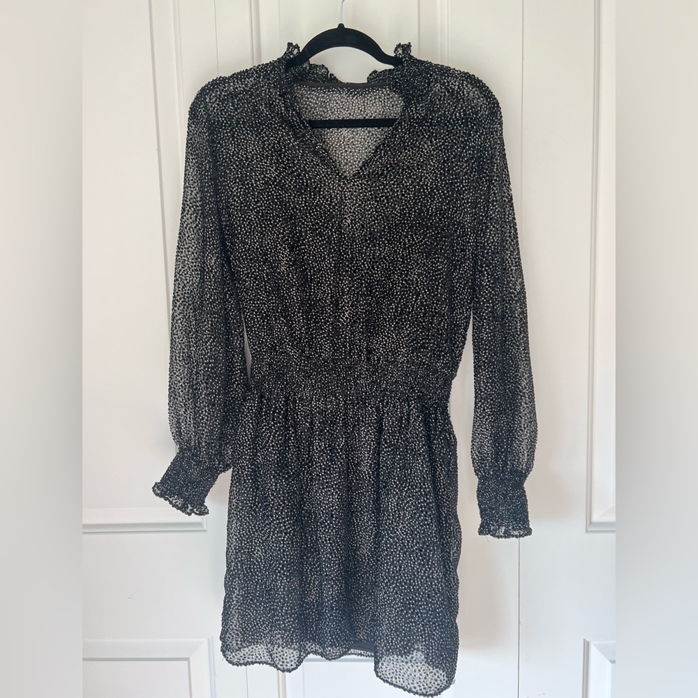White House Black Market Polka Dot Long Sleeve Dress